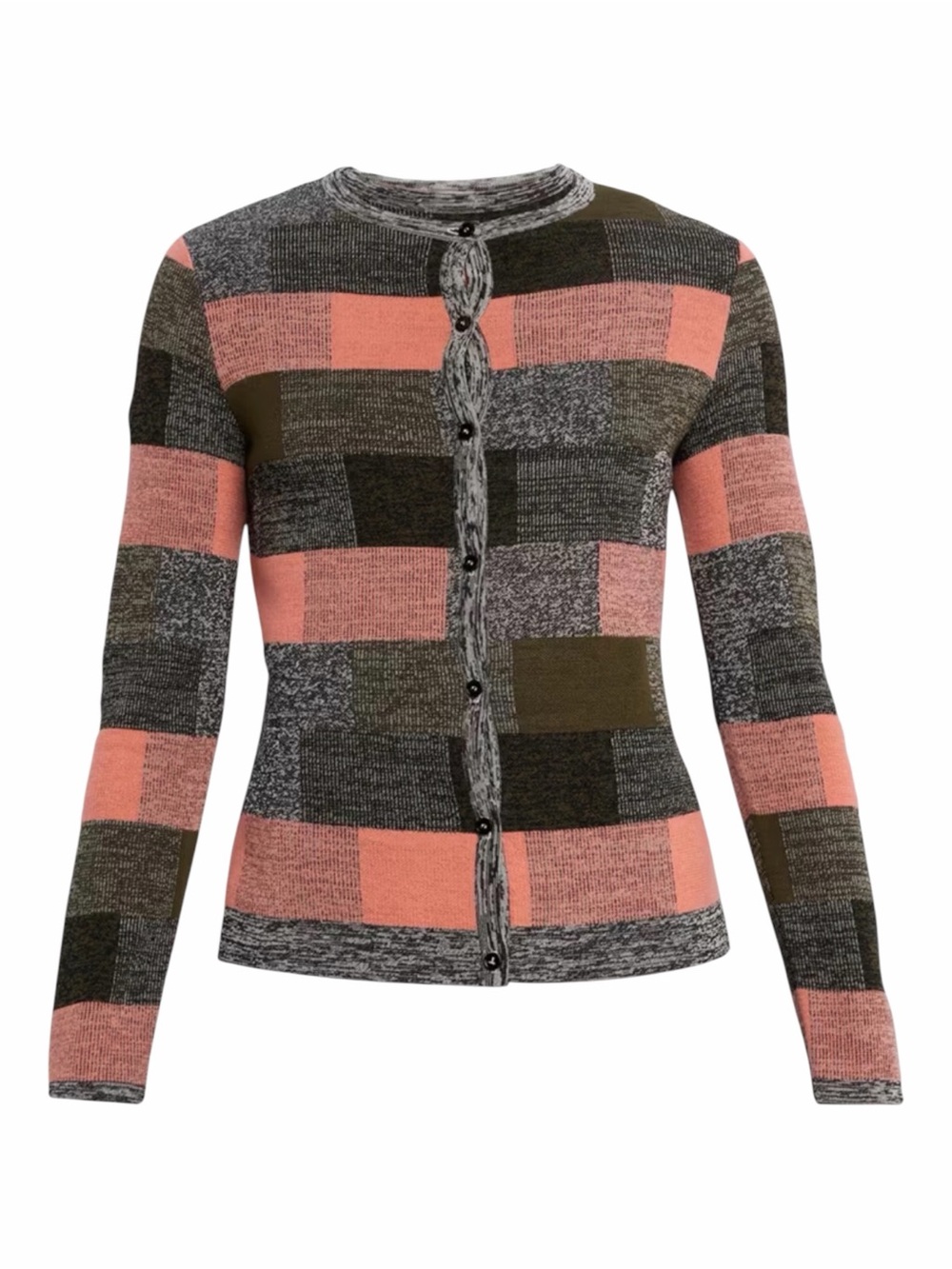 Lafayette 148 NY Colorblock Marled Check Jacquard Knit Cardigan Size XL